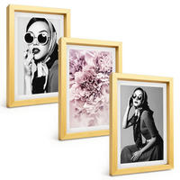 BILDER SET 3er Set - 20x30 cm Goldrahmen - Stilvolle Porträts von Frauen mit Blumen - Goldfarben, Kunststoff (20/30cm) - TULUP