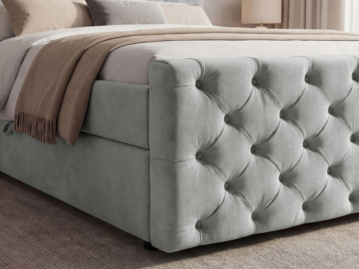 BOXBETT Montego 180x200 Hellgrau - Hellgrau, Holz/Textil (180/200cm) - Graingold