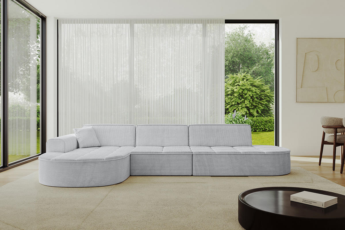 ECKSOFA Ottomane Links TARO-L2 - 328x171x79,5 cm Grau - Grau, Holzwerkstoff/Textil (328/171cm) - ALTDECOR