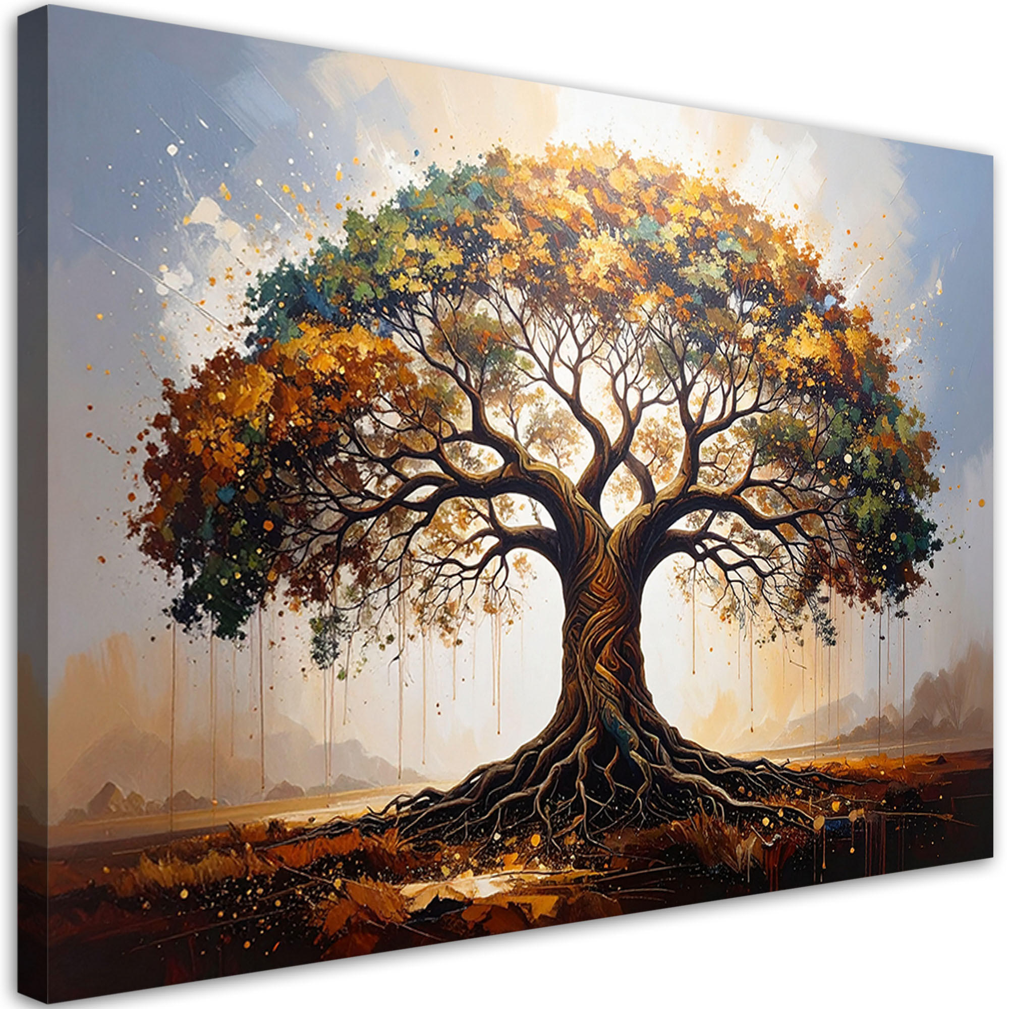 LEINWANDBILD, Bunter Baum der Liebe Natur - Braun, Textil (60/40cm) - Feeby