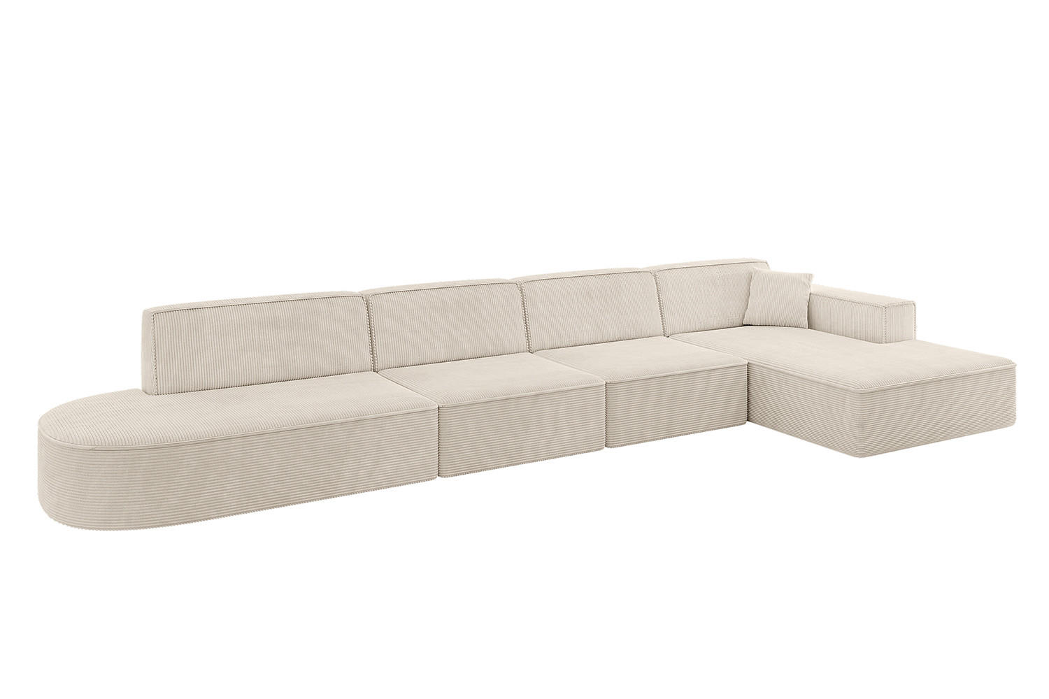 ECKSOFA Ottomane Rechts IREA-L3-v4 - 412x165x77 cm Beige - Beige, Holzwerkstoff/Textil (412/165cm) - ALTDECOR