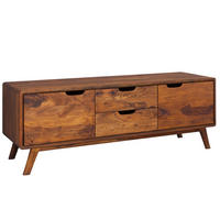 LOWBOARD Sheesham 134x40x49 dunkelbraun gewachst MALMÖ 2 #102 - Dunkelbraun, Holz (134/49/40cm) - Massivmoebel24