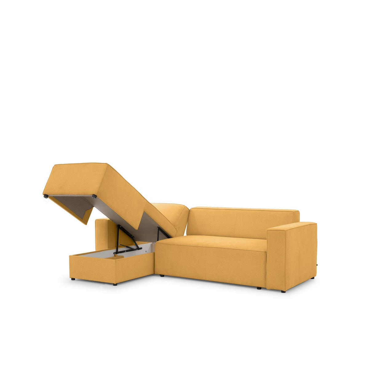 ECKSOFA Schlafsofa Waldo In Stoff Poso - Currygelb, Holzwerkstoff/Textil (260/173cm) - Fun Möbel