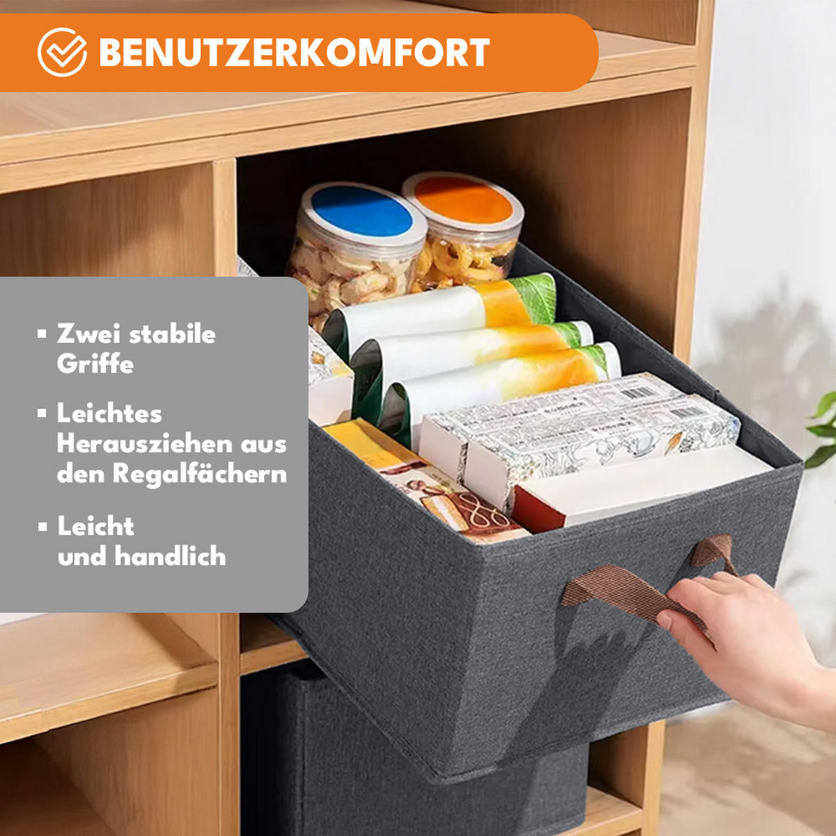 AUFBEWAHRUNGSBOX Stoff Faltbar - Grau, Textil (47/27/20cm)