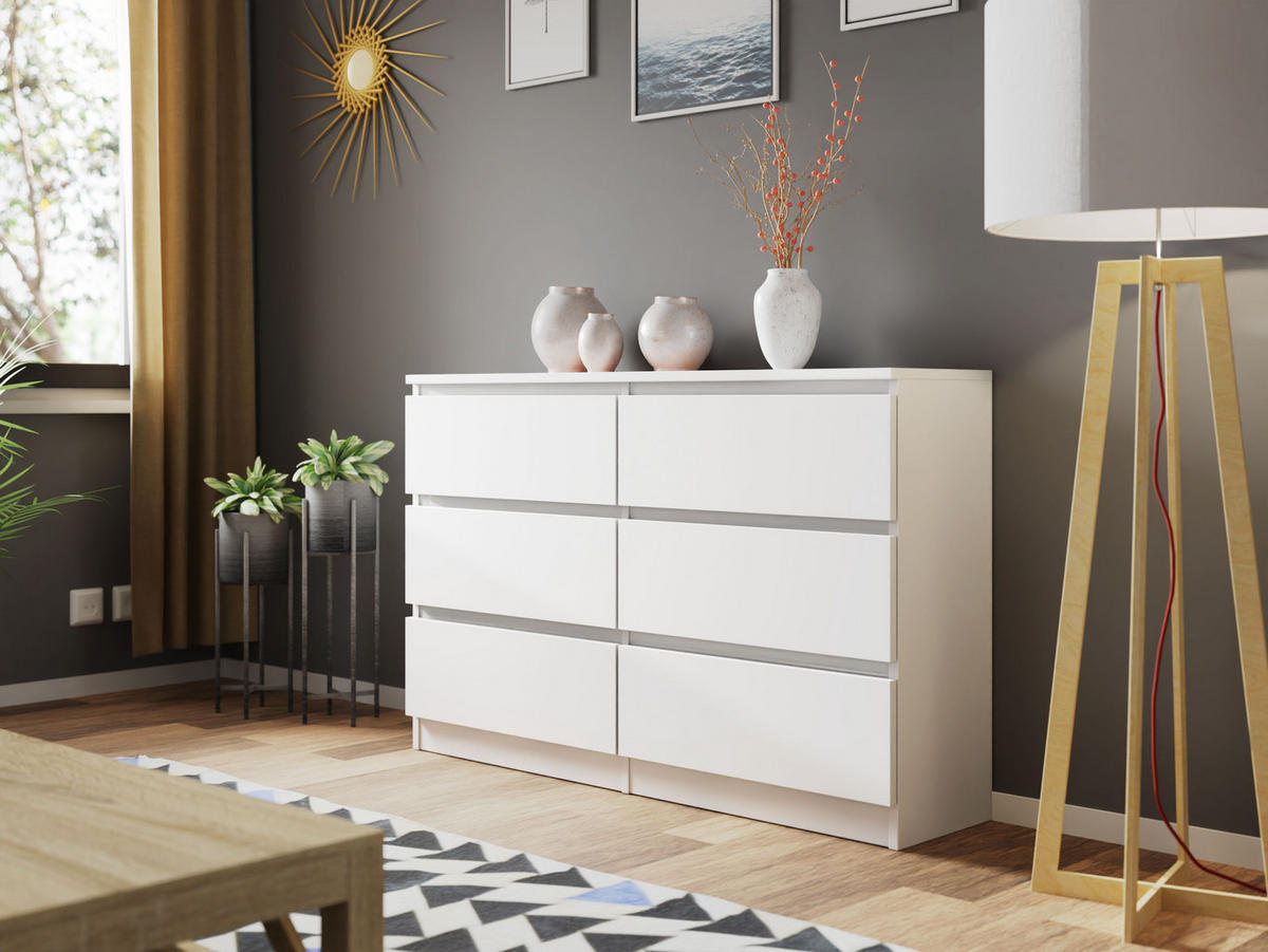 KOMMODE Malwa M6 120 - Weiß, Holzwerkstoff (120/77/30cm) - MIRJAN24