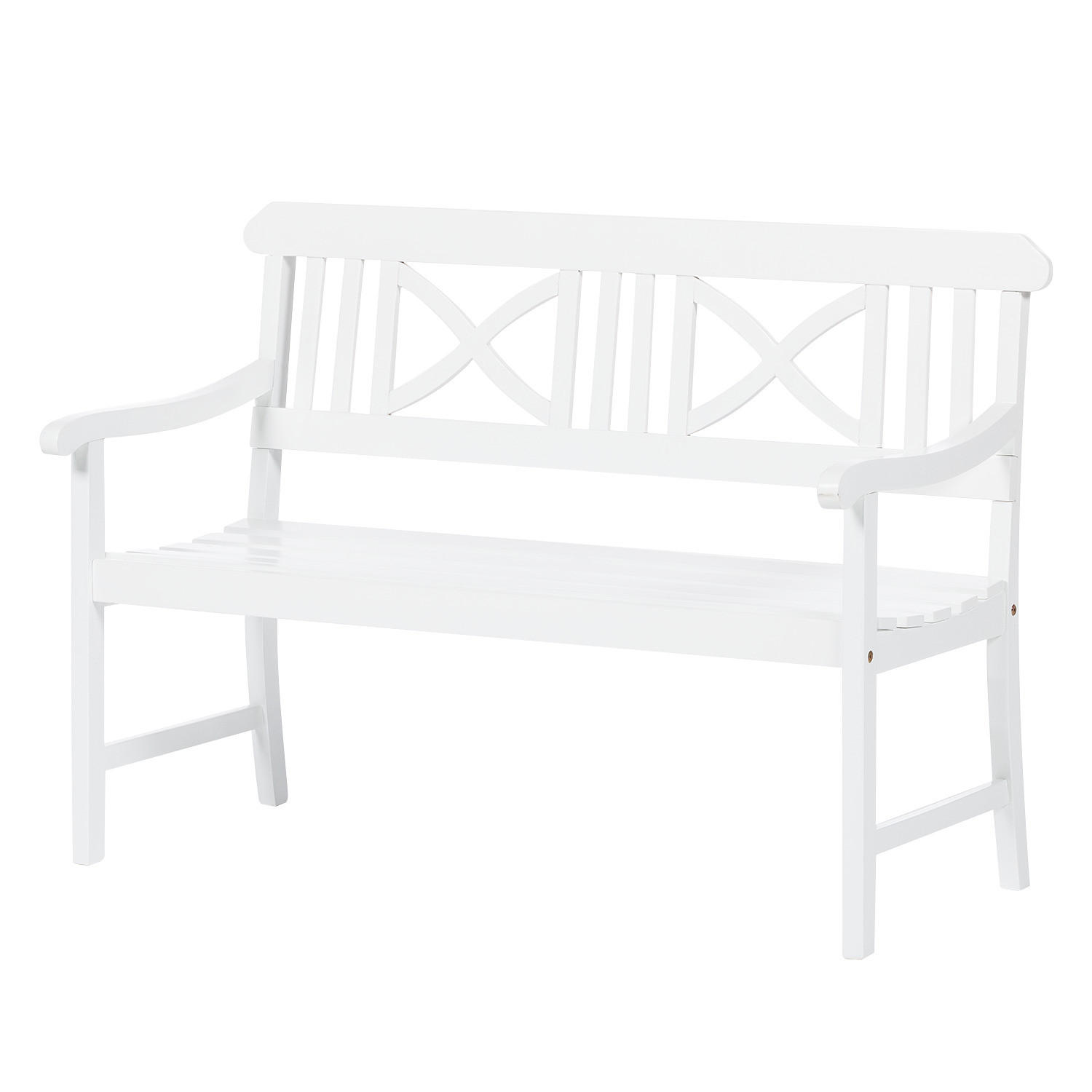 GARTENBANK - Akazie massiv - Weiß, Holz (128/88/60cm) - home24