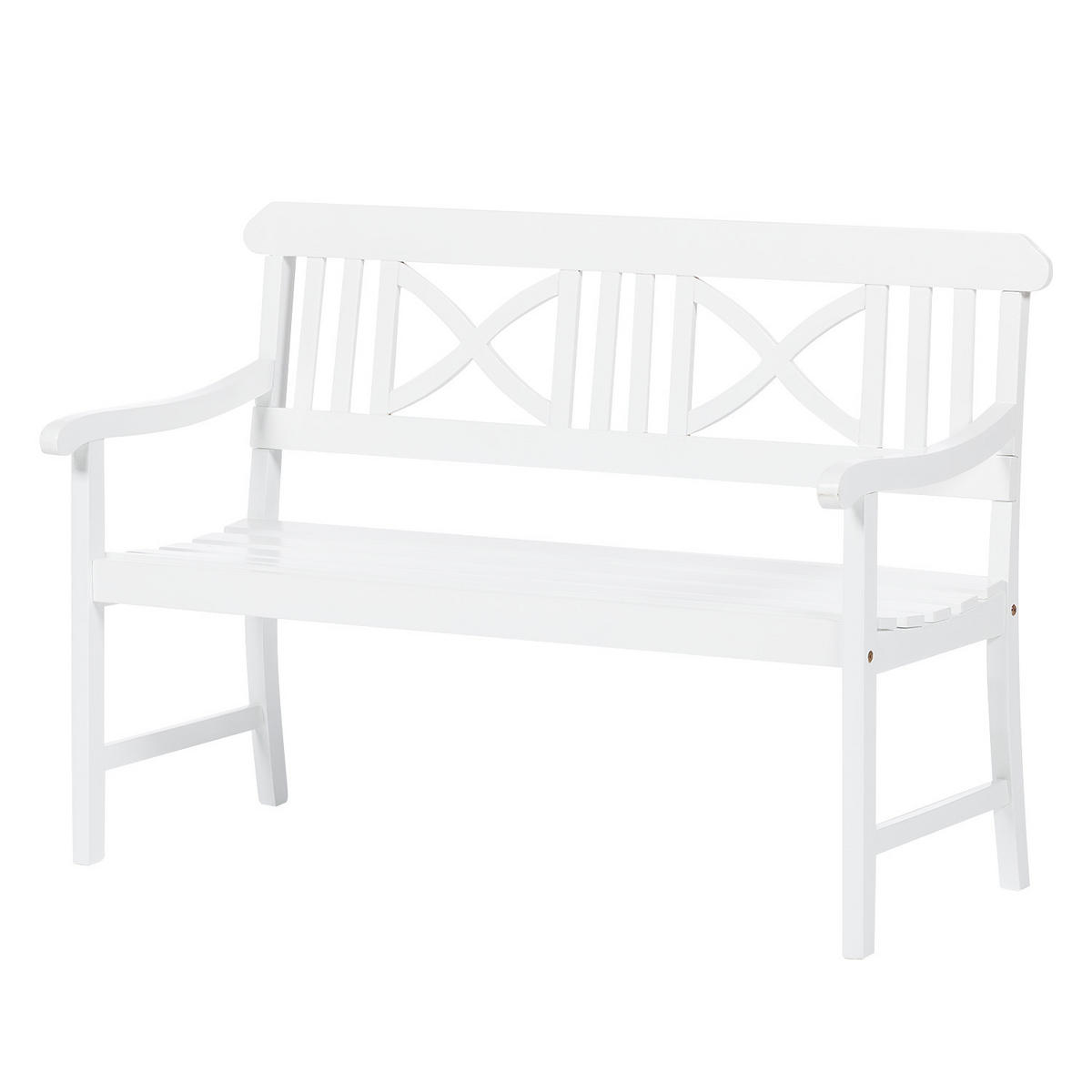 GARTENBANK - Akazie massiv - Weiß, Holz (128/88/60cm) - home24