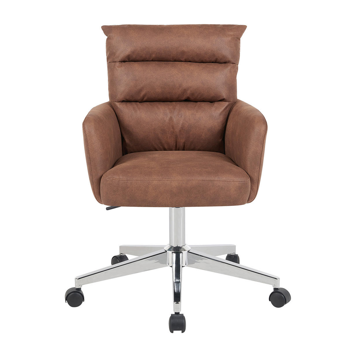 BÜROSTUHL Mika-Svenja 2er-Set - Chromfarben/Braun, Textil/Metall (59/91/66cm) - DUBI Möbel