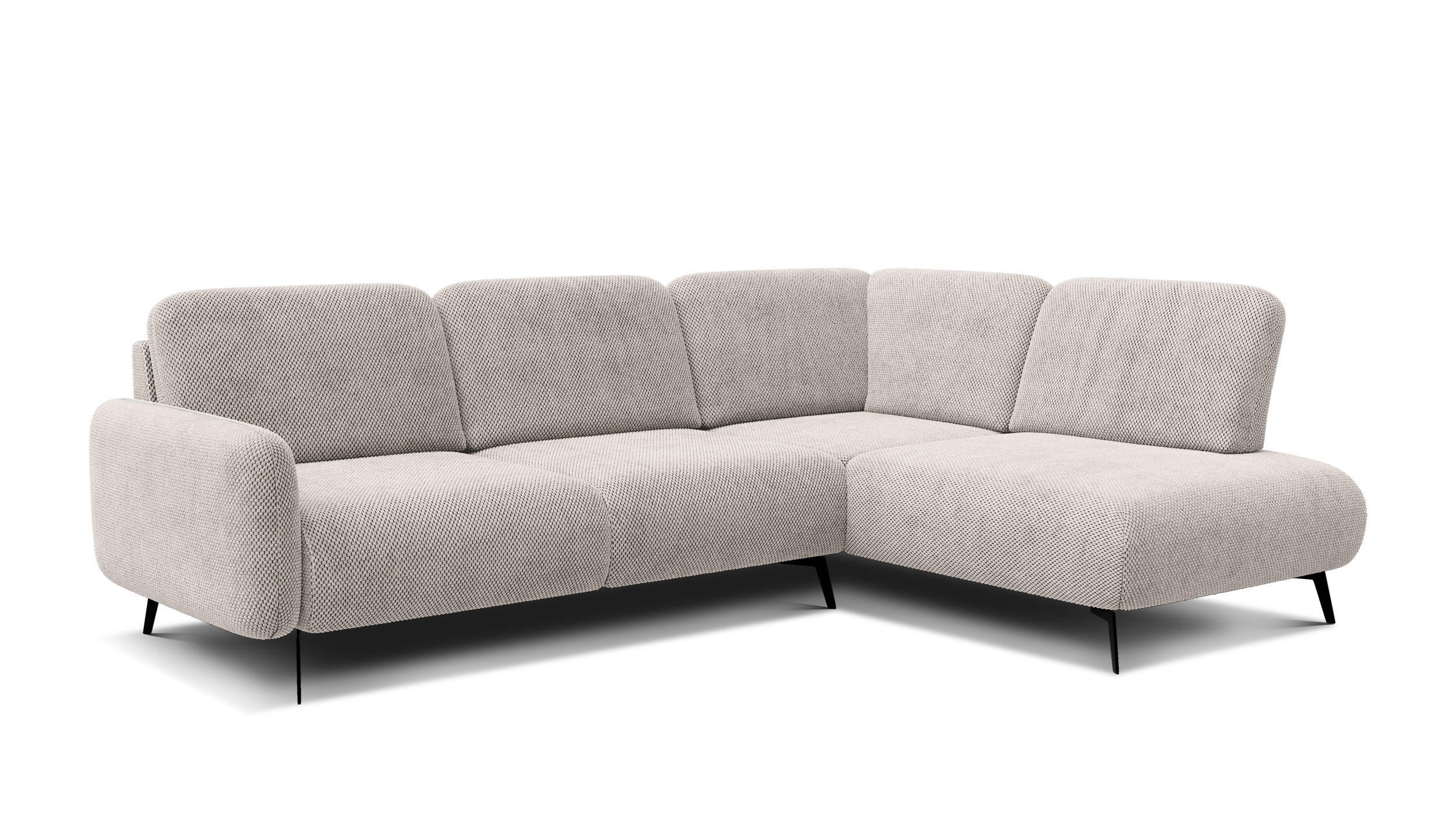 ECKSOFA FEBE 5-Sitzer rechts, beige - Beige/Schwarz, Holz/Textil (271/190cm) - Courtois Laville