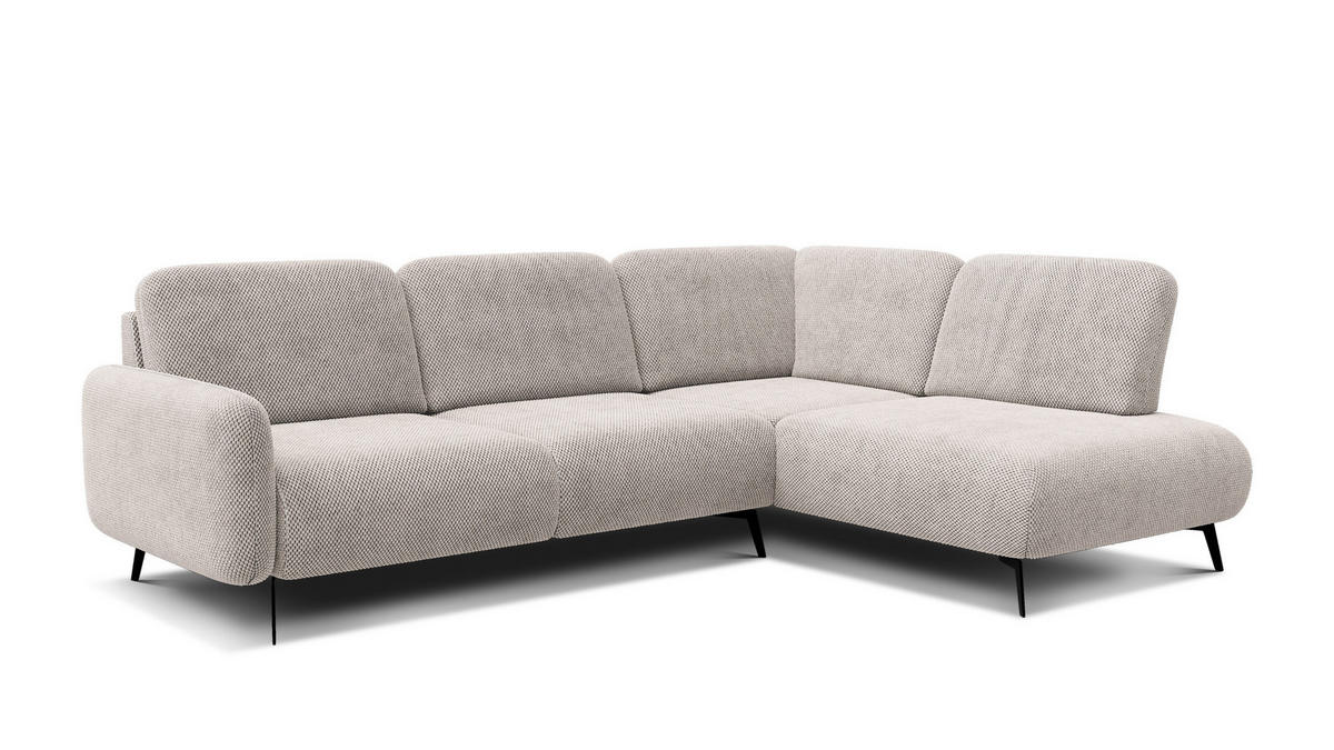 ECKSOFA FEBE 5-Sitzer rechts, beige - Beige/Schwarz, Holz/Textil (271/190cm) - Courtois Laville