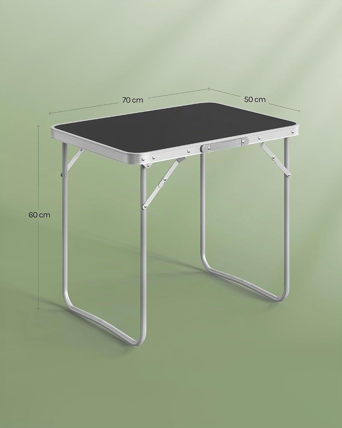 CAMPINGTISCH mit Griff Klappbar 70 x 50 x 60 cm Schwarz - Schwarz, Metall (70/50/60cm) - Woltu