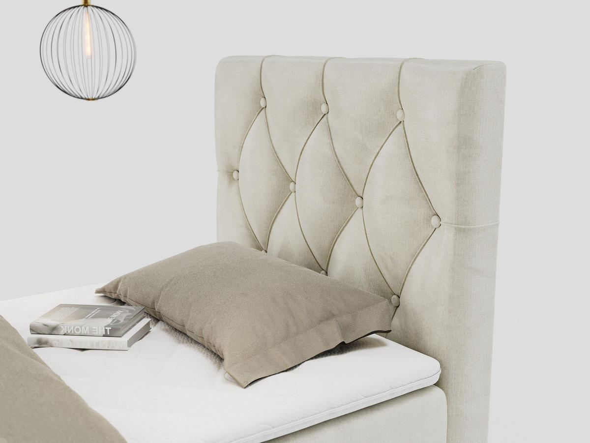 BOXBETT ALDA 90/200 Beige Velvet - H4 - Rechts Seite - Beige, Holz/Textil (90/200cm) - MKS