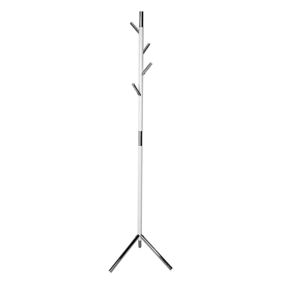 GARDEROBE Mit 4 Aluminiumhaken Höhe 180 cm Weiß & Haken Verchromt - Weiß, Metall (48/180/48cm) - PROREGAL