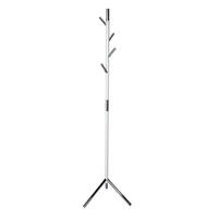 GARDEROBE Mit 4 Aluminiumhaken Höhe 180 cm Weiß & Haken Verchromt - Weiß, Metall (48/180/48cm) - PROREGAL