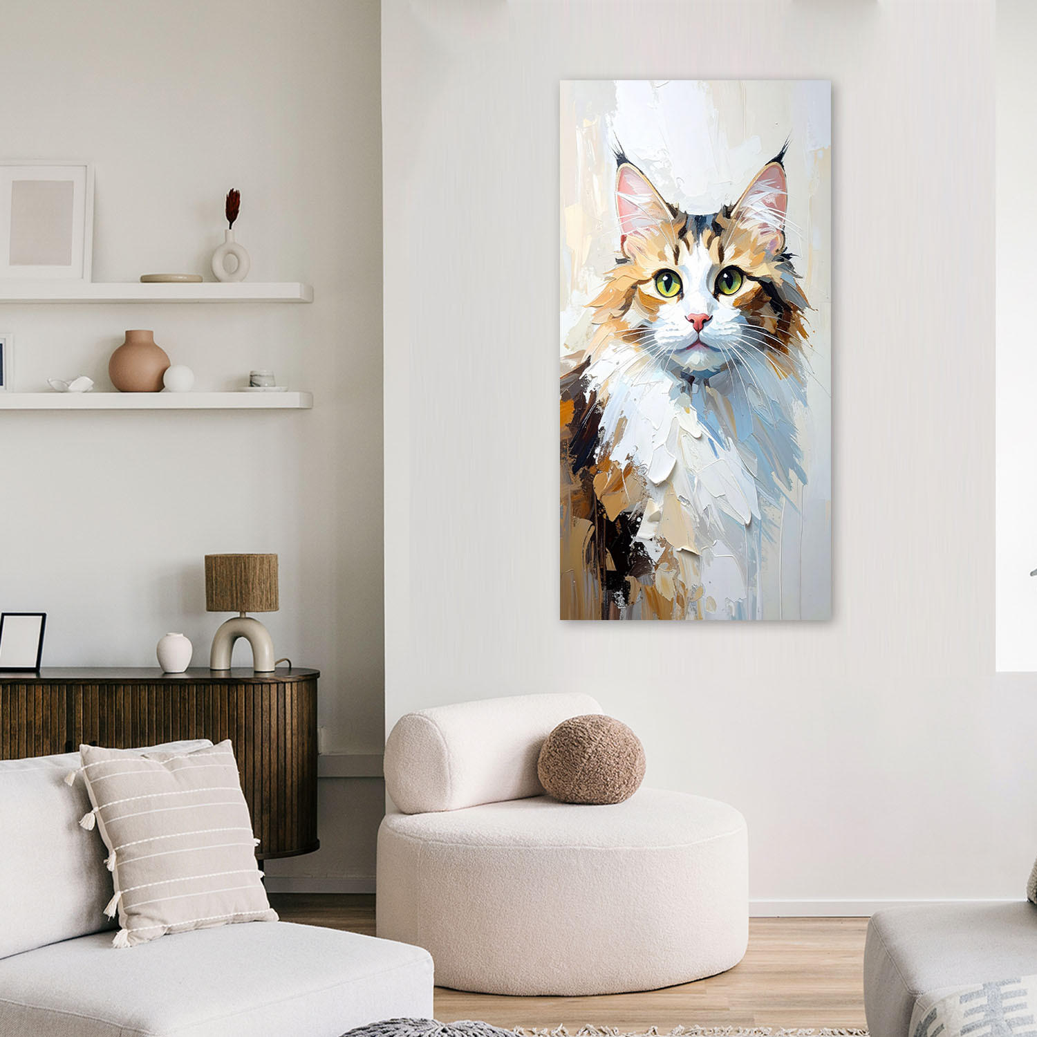 LEINWANDBILD Katze Tier 60x120cm - Grau, Textil (60/120cm) - Feeby