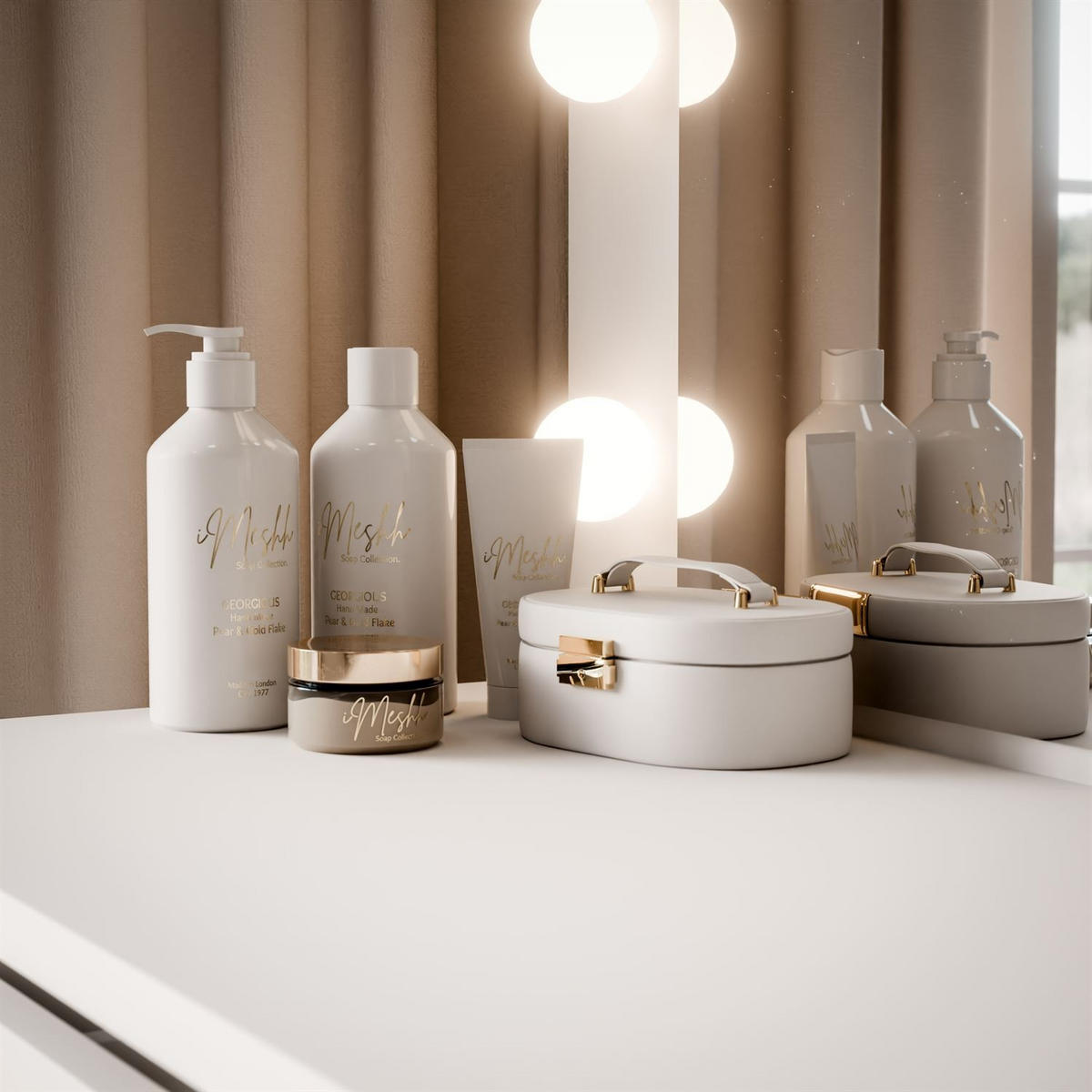 SCHMINKTISCH LUMINE mit Spiegel und LED-Beleuchtung - Weiß, Holzwerkstoff (80/139/40cm) - Lookway