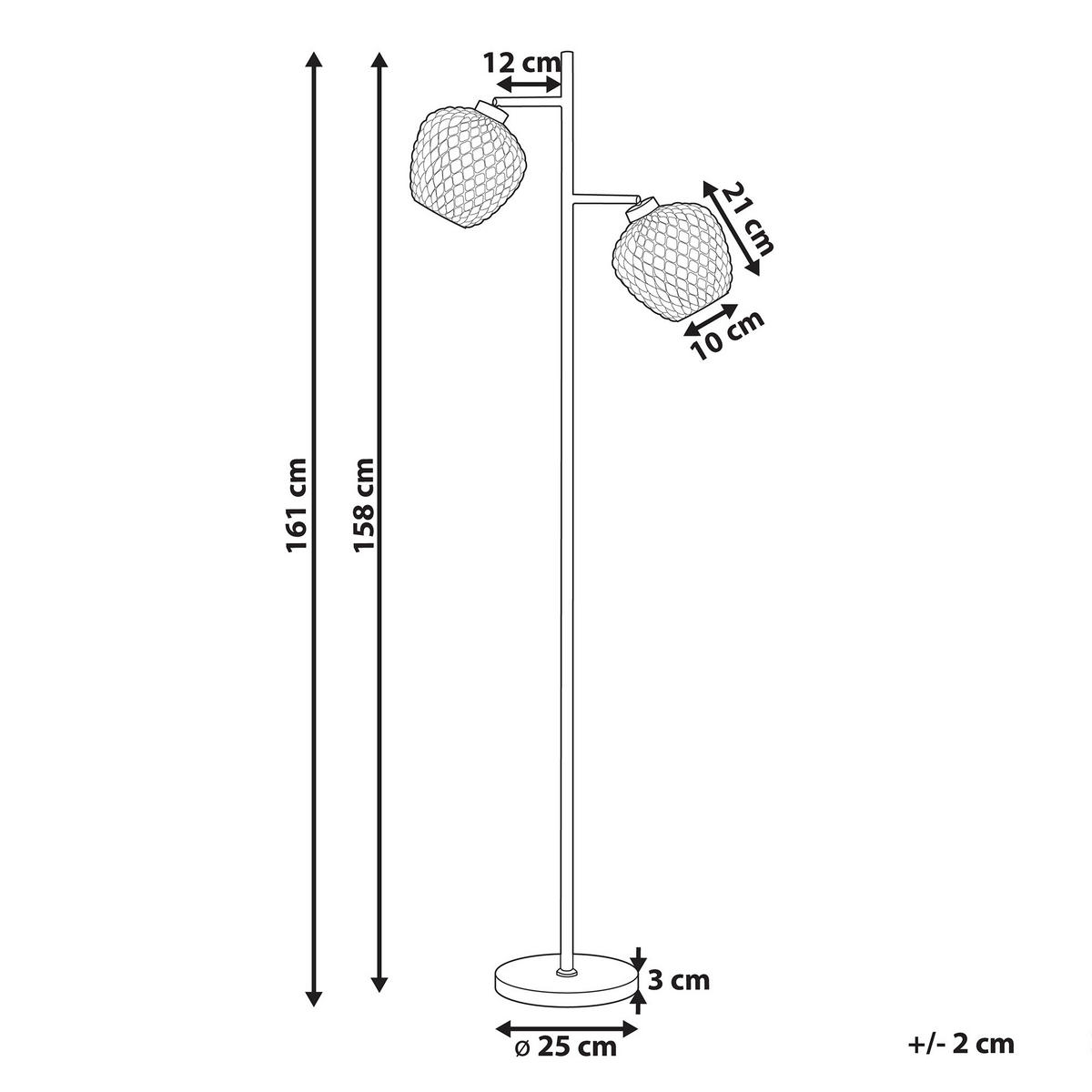 STEHLAMPE Sherry 25/25/161 cm - Schwarz, Glas (25/25/161cm) - Beliani
