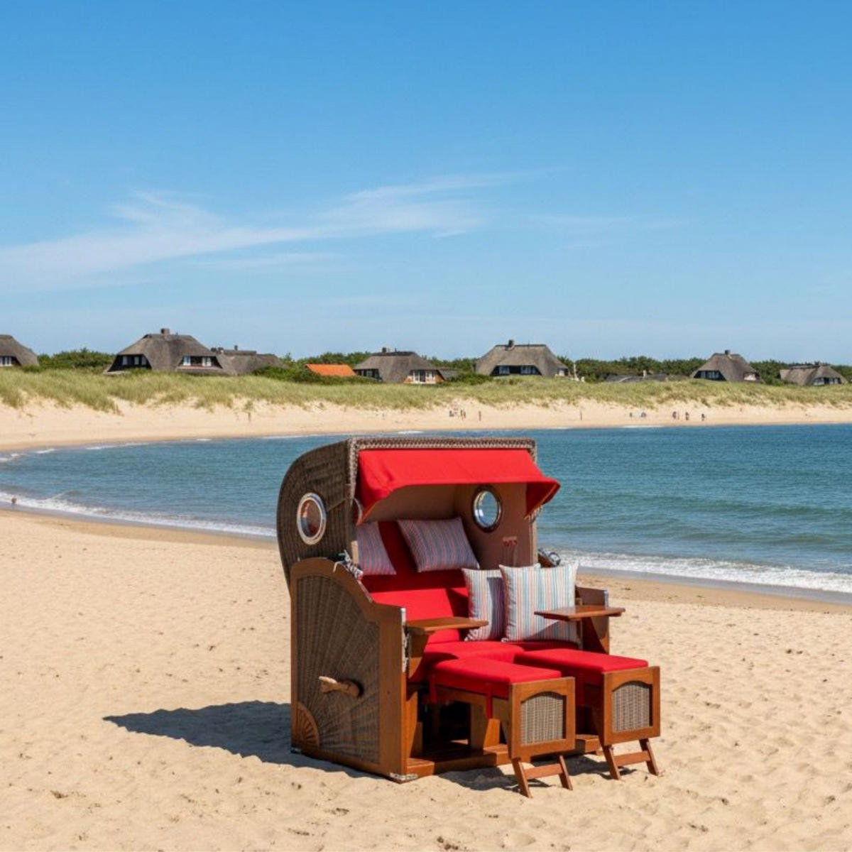 STRANDKORB 2-Sitzer Düne Mahagoni - Rot/Braun, Holz/Metall (125/170/80cm) - Mr. Deko