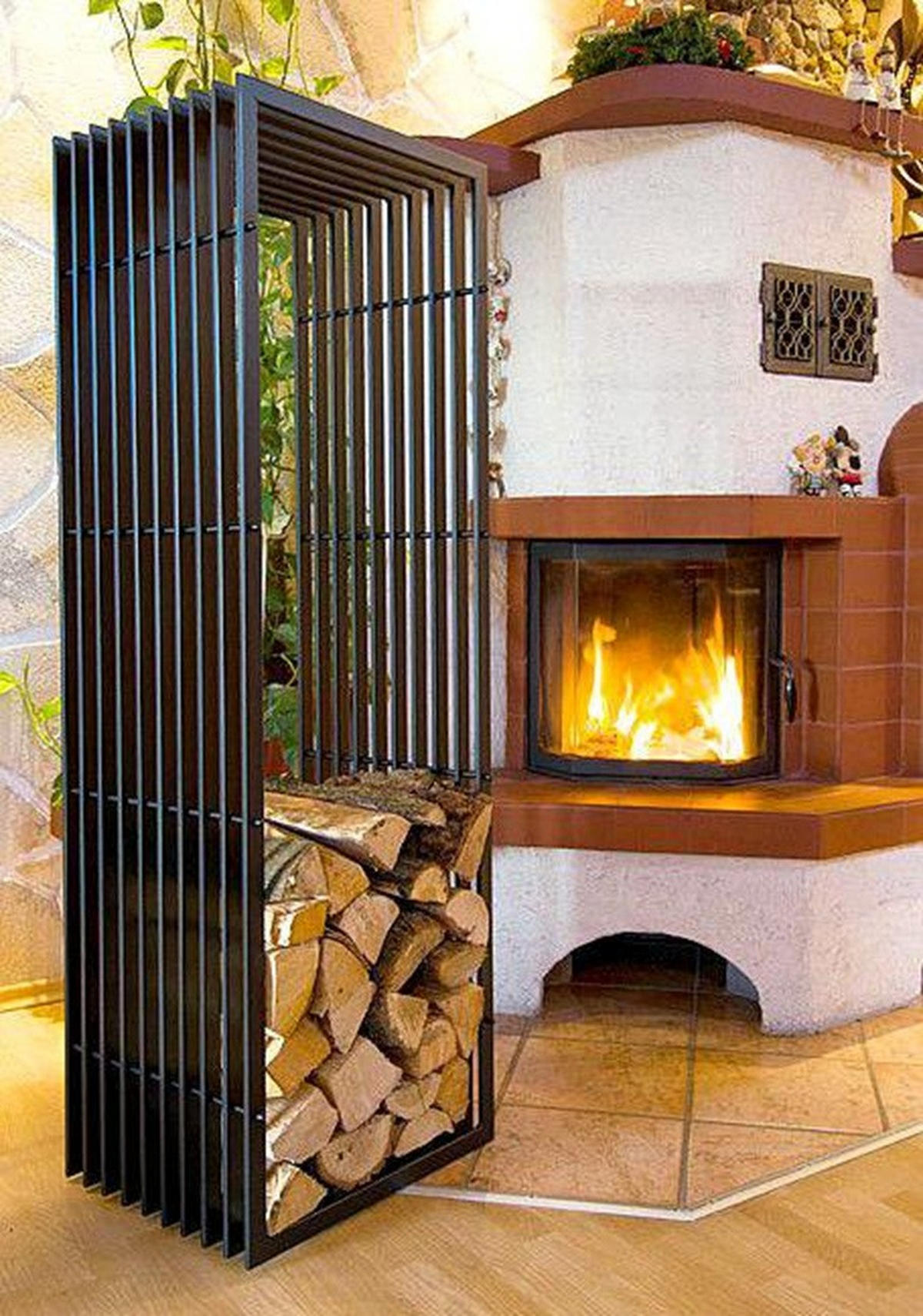 KAMINHOLZREGAL D-Stil Metall Schwarz 50/40/150 cm - Schwarz, Metall (150/50/40cm) - DanDiBo