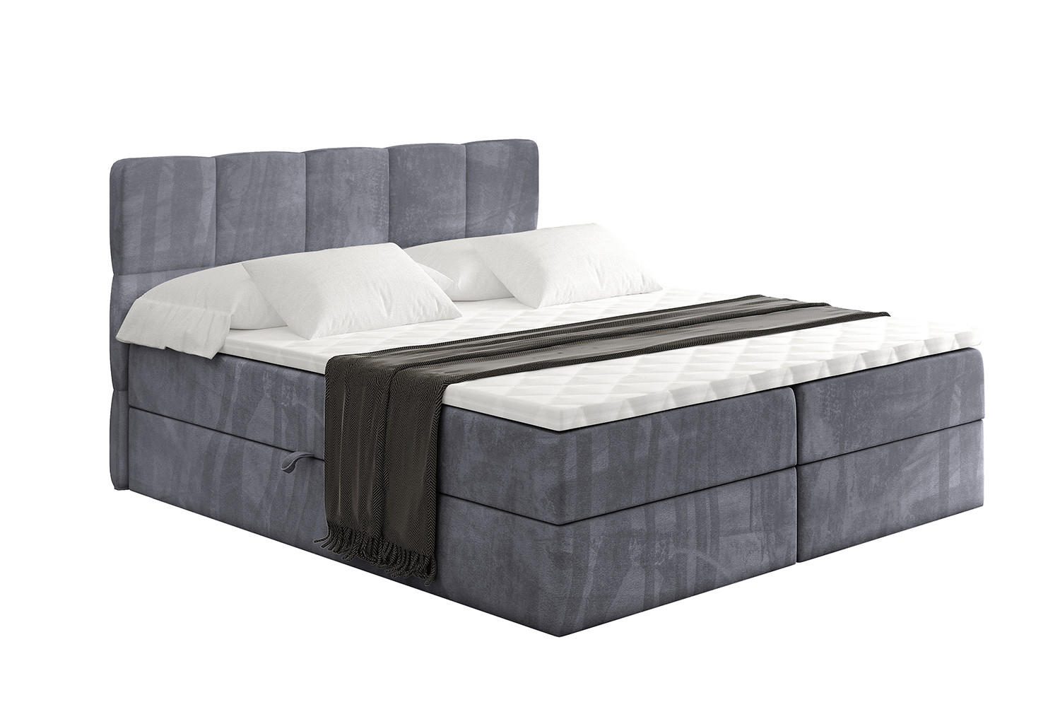 BOXBETT mit Matratze H4 und Lattenrost - LIRO - 160x200 - Dunkelgrau Casablanca - Dunkelgrau, Holzwerkstoff/Kunststoff (160/200cm) - ALTDECOR