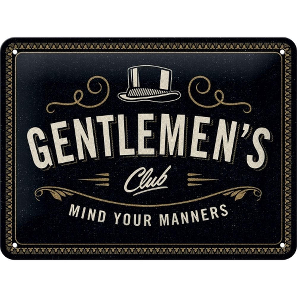 BLECHSCHILD 15/20 cm Achtung Gentlemen's Club - Multicolor, Metall (20/15/0.5cm) - Nostalgic-Art