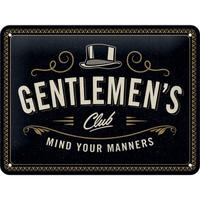 BLECHSCHILD 15/20 cm Achtung Gentlemen's Club - Multicolor, Metall (20/15/0.5cm) - Nostalgic-Art