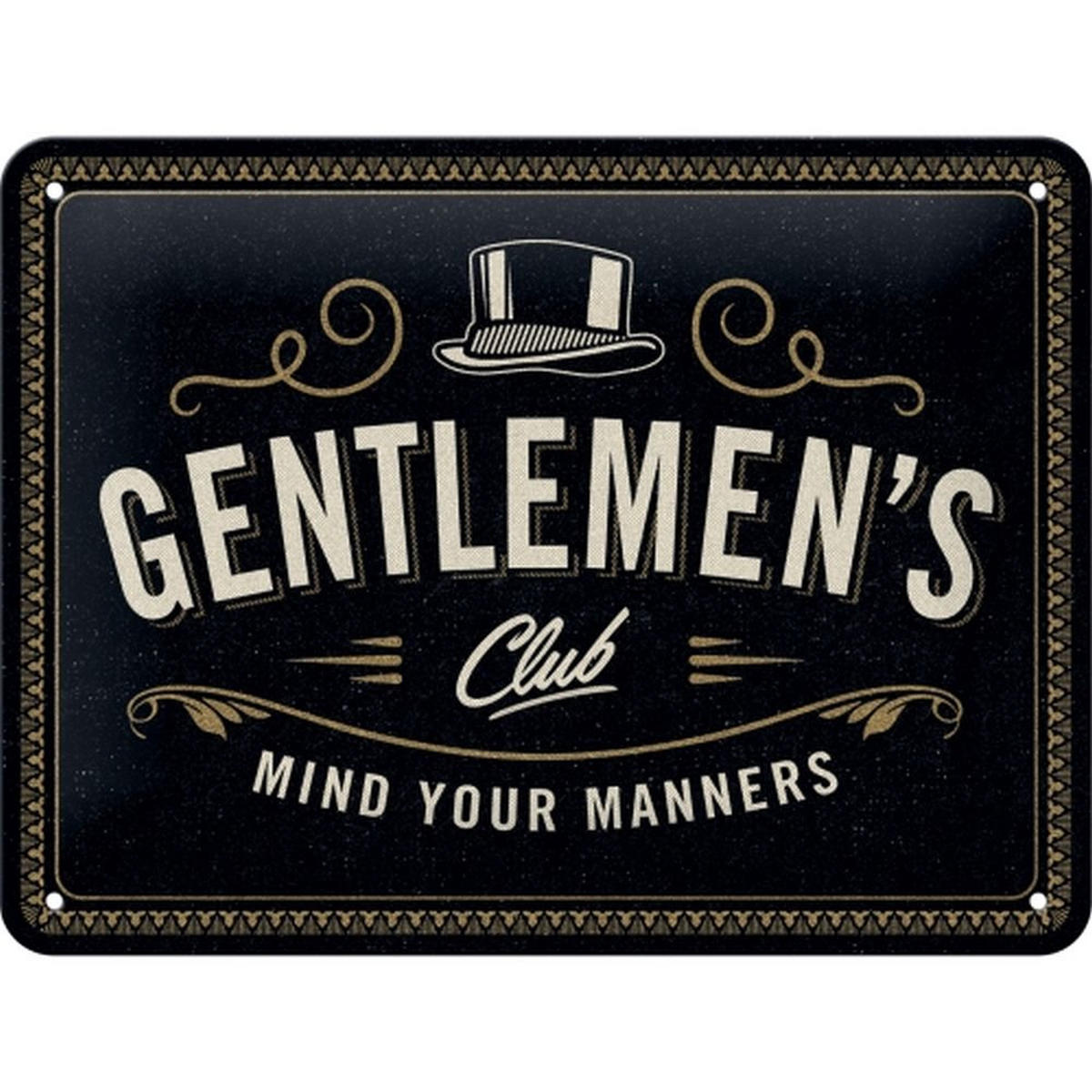 BLECHSCHILD 15/20 cm Achtung Gentlemen's Club - Multicolor, Metall (20/15/0.5cm) - Nostalgic-Art