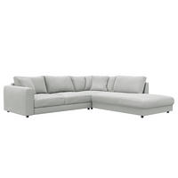 ECKSOFA mit Ottomane - Schwarz/Grau, Textil (267/254cm) - home24