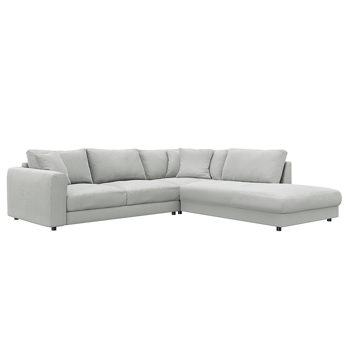 ECKSOFA mit Ottomane - Schwarz/Grau, Textil (267/254cm) - home24