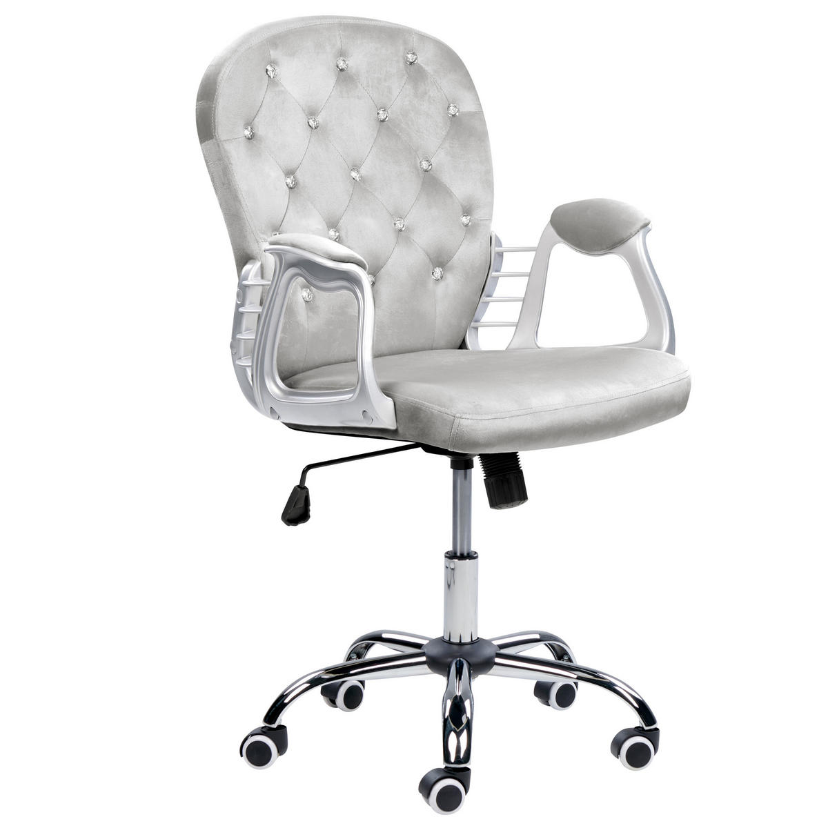 BÜROSTUHL Samtstoff Grau Princess - Grau, Textil/Metall (60/98/60cm) - Beliani