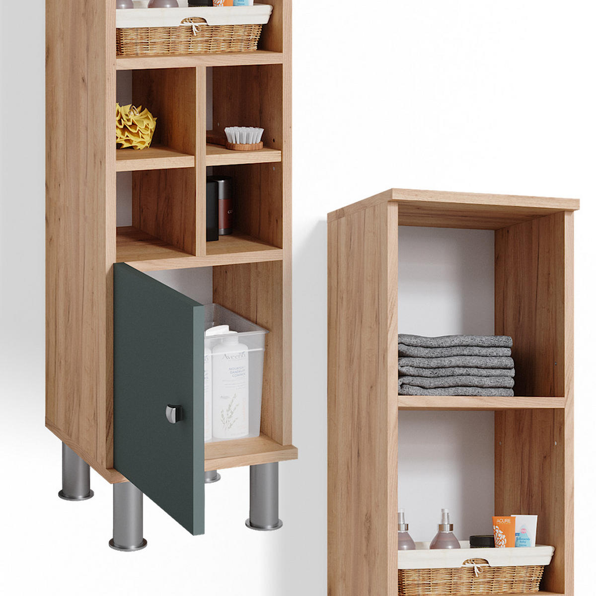 STŘEDNÍ SKŘÍŇKA Fynn Zelená 30 x 130.6 cm malé dveře - zelená barva, kompozitní dřevo (30/130.6/30cm) - Vicco