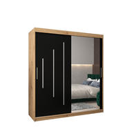 SCHWEBETÜRENSCHRANK 200/180/62 2-türig - Silberfarben/Schwarz, Holz/Kunststoff (180/200/62cm) - Abiks Möbel