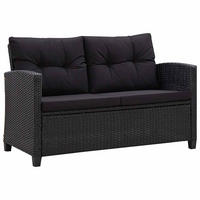 LOUNGESOFA mit Kissen, 2-Sitzer, 124/68/77 cm, aus Poly Rattan, Schwarz - Schwarz, Naturmaterialien/Textil (68/77/124cm) - vidaXL