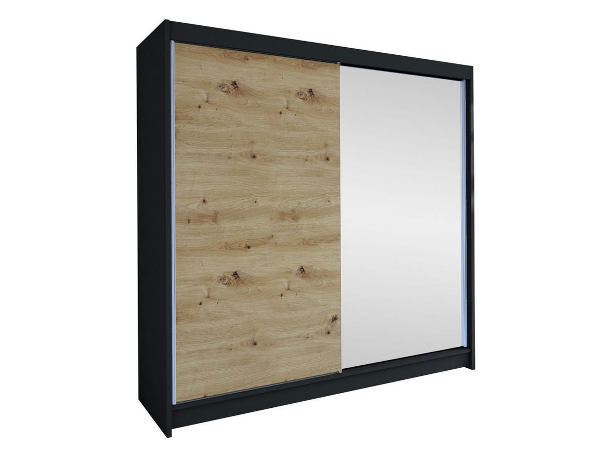 SCHWEBETÜRENSCHRANK Talin I - Silberfarben/Braun, Holzwerkstoff/Metall (180/215/58cm) - MIRJAN24