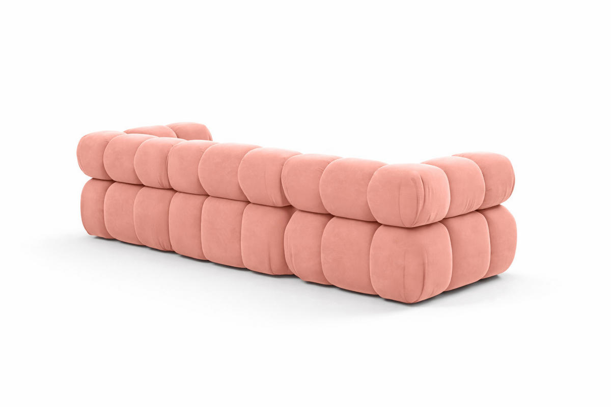 COUCH, 3-Sitzer Modular, Veloursstoff Salvador, Rosa, Selia - Rosa, Holz (285/70/95cm) - Kaiser Möbel