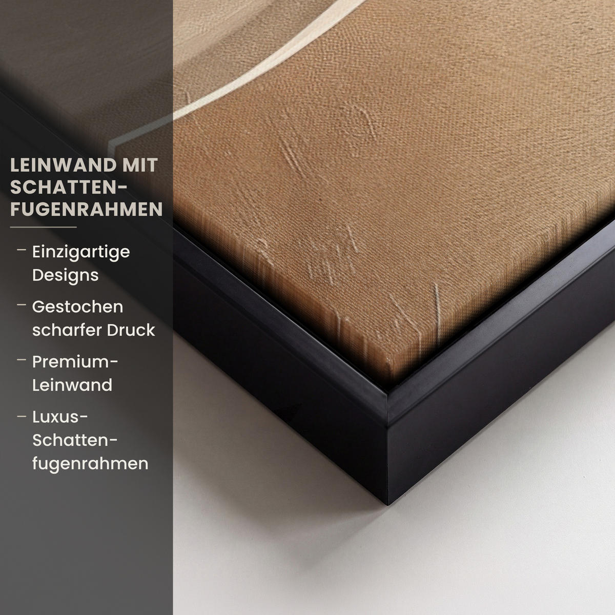 LEINWAND Bilder mit Rahmen - Beige - Natur - Abstrakt - Modern - 100x70 - Beige, Textil (100/70cm) - MuchoWow