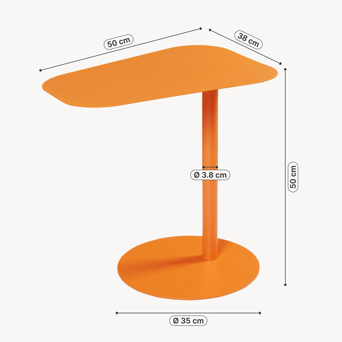 BEISTELLTISCH Nastätten - Orange, Metall (38/50/50cm) - [en.casa]