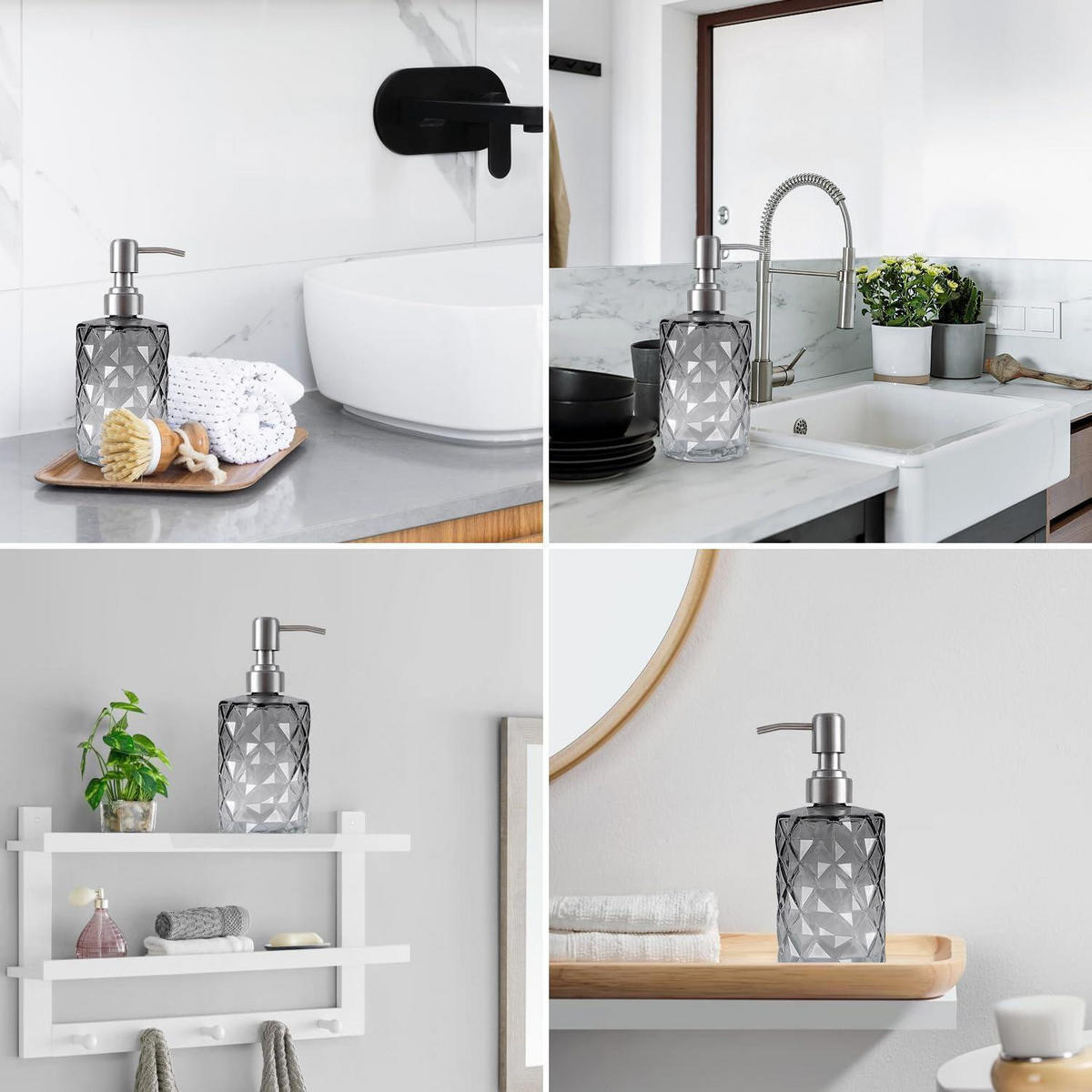 SEIFENSPENDER 2er-Set Glas Grau 330 ml - Grau, Glas (8/21/14cm)