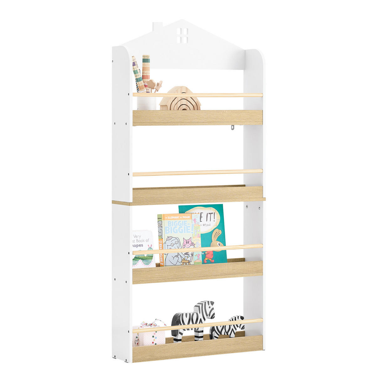 KINDER BÜCHERREGAL mit 4 Ablagen, Weiß - Weiß, Holz/Holzwerkstoff (60/130.5/15cm) - SoBuy