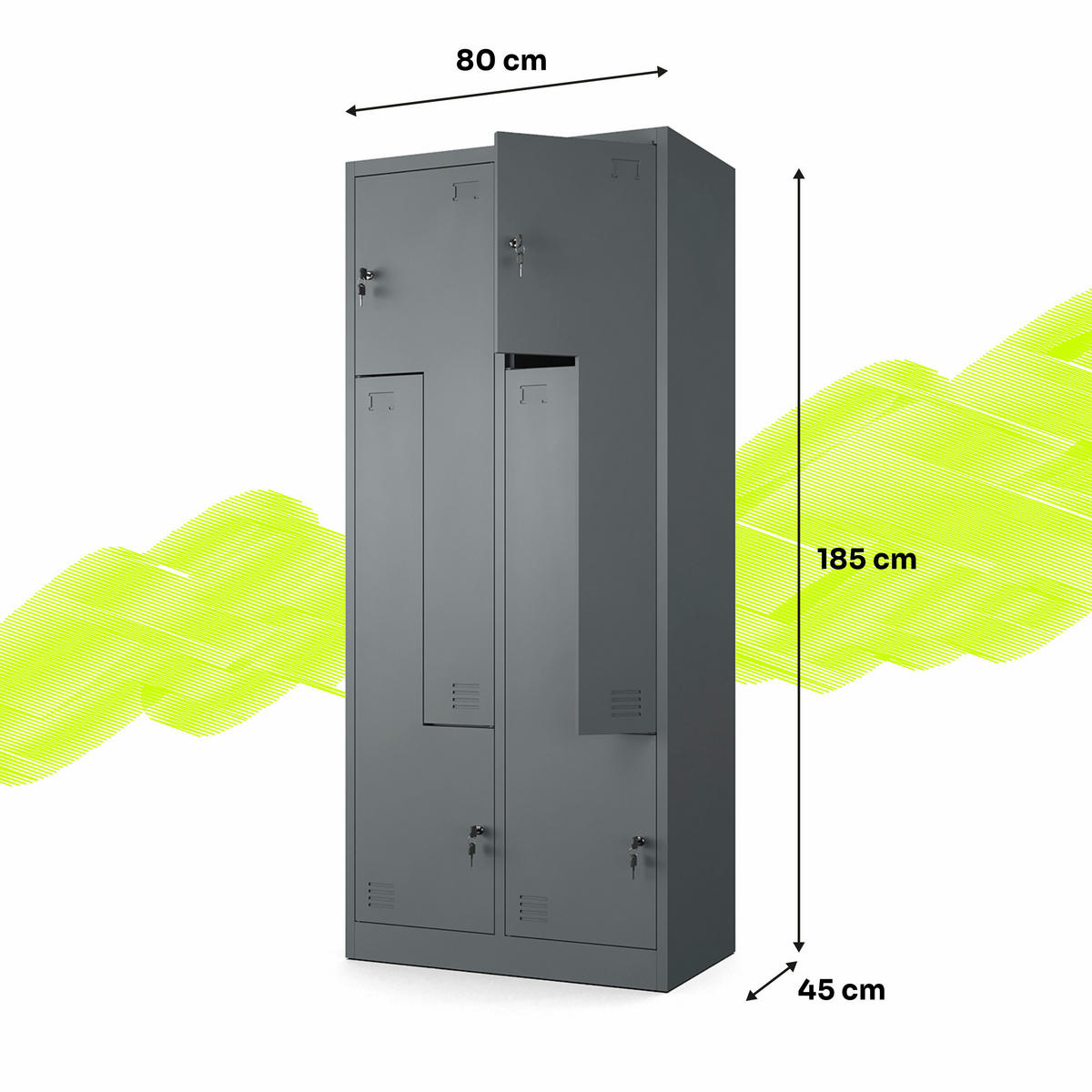 MEHRZWECKSCHRANK 4-türig mit 4 Fächer Anthrazit 80x185x45cm - Anthrazit, Metall (80/185/45cm) - Muralo