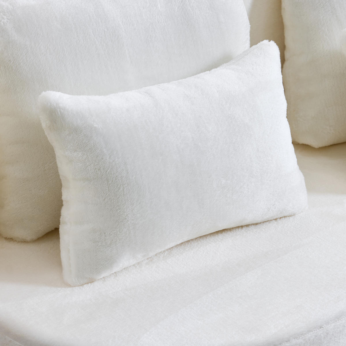 2-SITZER SCHLAFSOFA Flanell Weiß klappbar mit Kissen - Weiß, Textil (198/76/120cm) - WISHDOR
