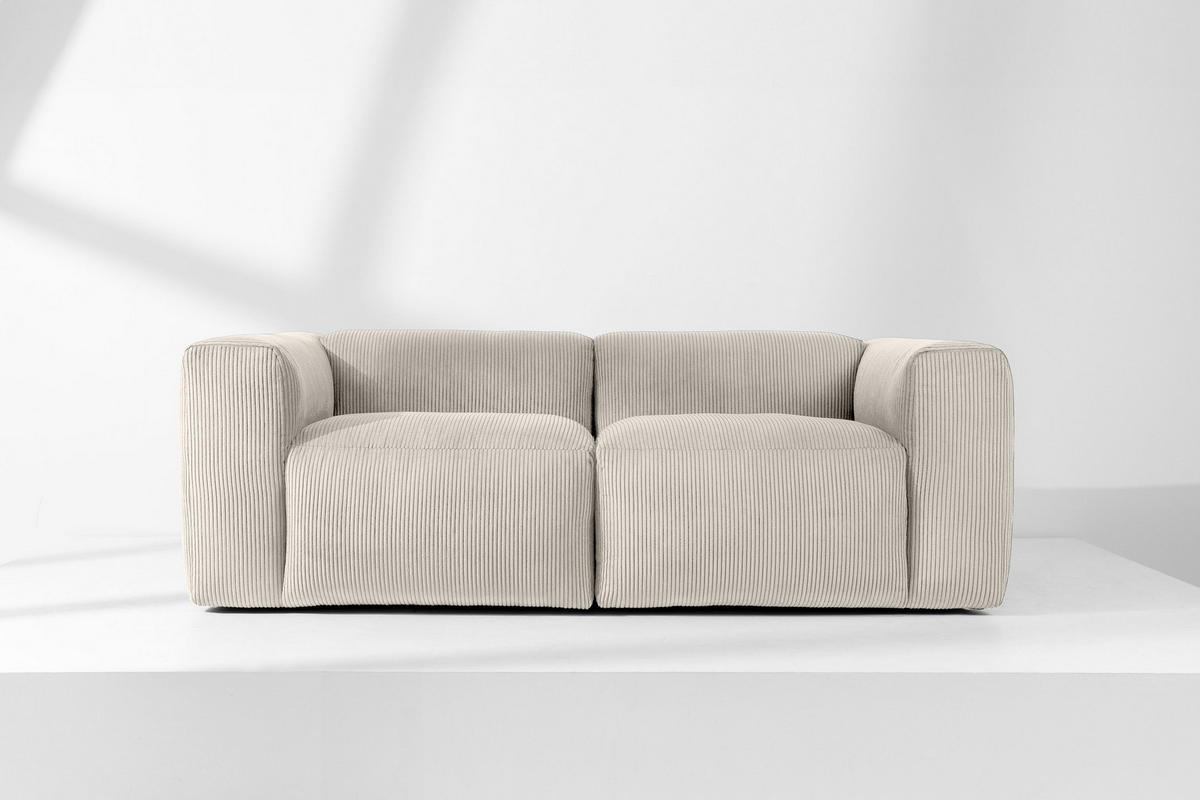 2-SITZER-MODULSOFA BUFFO mit extrem weicher und bequemer Sitzfläche, Kordstoff, cremefarben - Creme, Textil (210/73/96cm) - KONSIMO®
