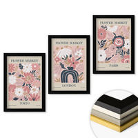 WANDBILDER 3er-Set - 20x30 cm Schwarzer Rahmen - Blumenmotive Tokio London Paris - Schwarz, Kunststoff (20/30cm) - ArtPrintCave