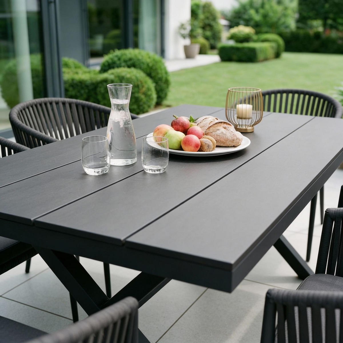 GARTENTISCH ISOLA schwarz - Schwarz, Metall (89/150/76cm) - IDIMEX