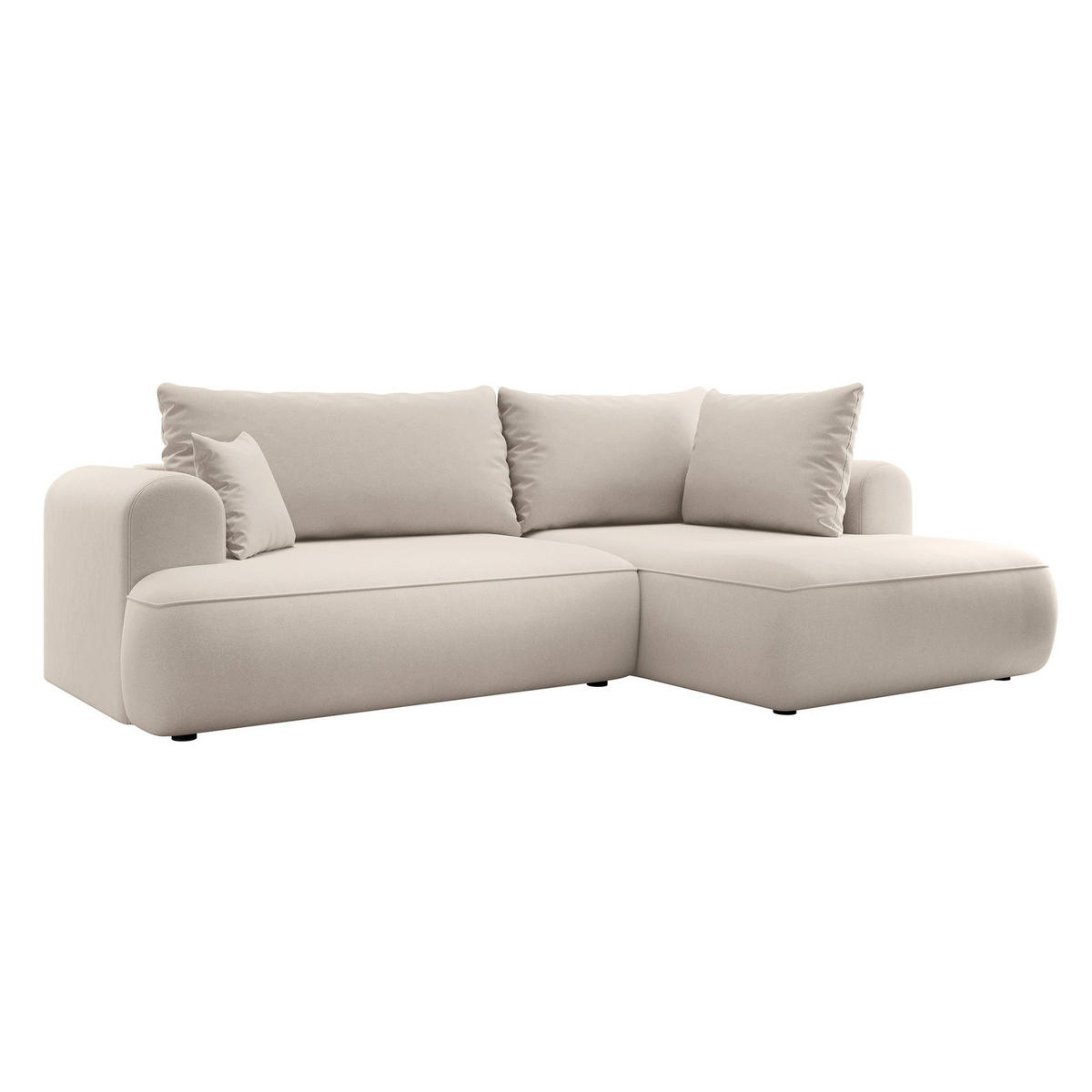ECKSOFA Ovo Hellbeige Samt - Beige/Schwarz, Kunststoff/Textil (165/260cm) - Selsey