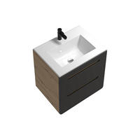 EINZELWASCHTISCH - 60cm x 46cm - Holzspan - anthrazitgrau, naturfarben hell - ARUBA - Anthrazit, Holz (60/59/46cm) - Vente-Unique