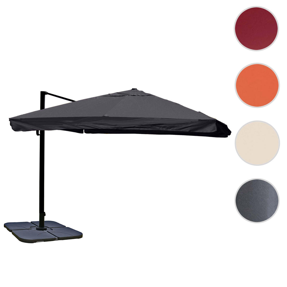 AMPELSCHIRM Anthrazit 350/350 cm - Anthrazit, Textil (410/350cm) - MCW