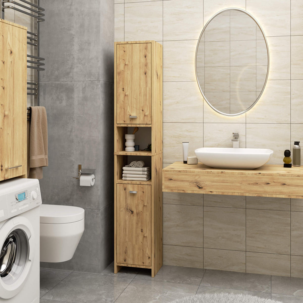 HOCHSCHRANK Eiche Artisan 180/32/28 - Eiche Artisan, Holzwerkstoff (32/180/28cm) - RAUMHIRSCH FURNITURE