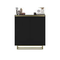 KOMMODE Selene 2D Schwarz Matt 111 cm goldfarbener Rahmen - Goldfarben/Schwarz, Holzwerkstoff/Metall (111/125/35cm) - Meble Lindner