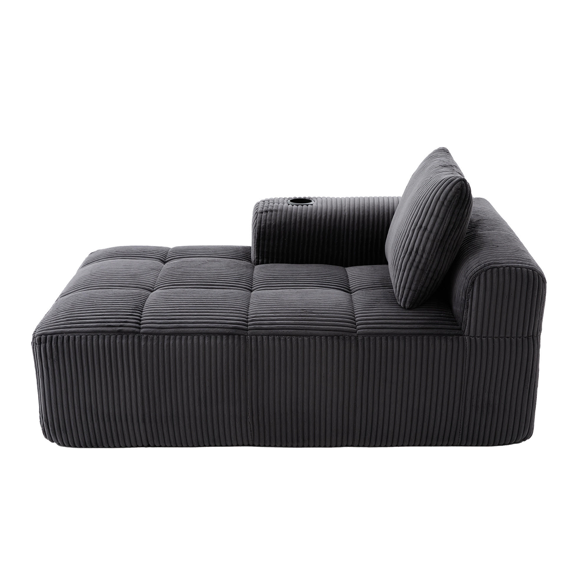 SOFA mit Seitenfächern und Becherhaltern 158 x 93 cm Cord Dark Gray - Dunkelgrau, Kunststoff (158/61/93cm) - Meubliv